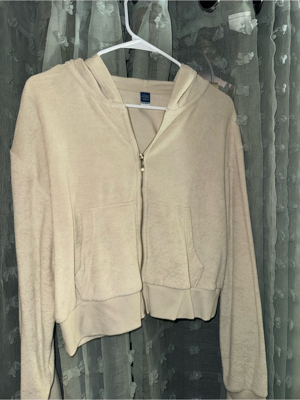 Old Navy Cream Zip-Up Hooded Women's Sweatshirt
